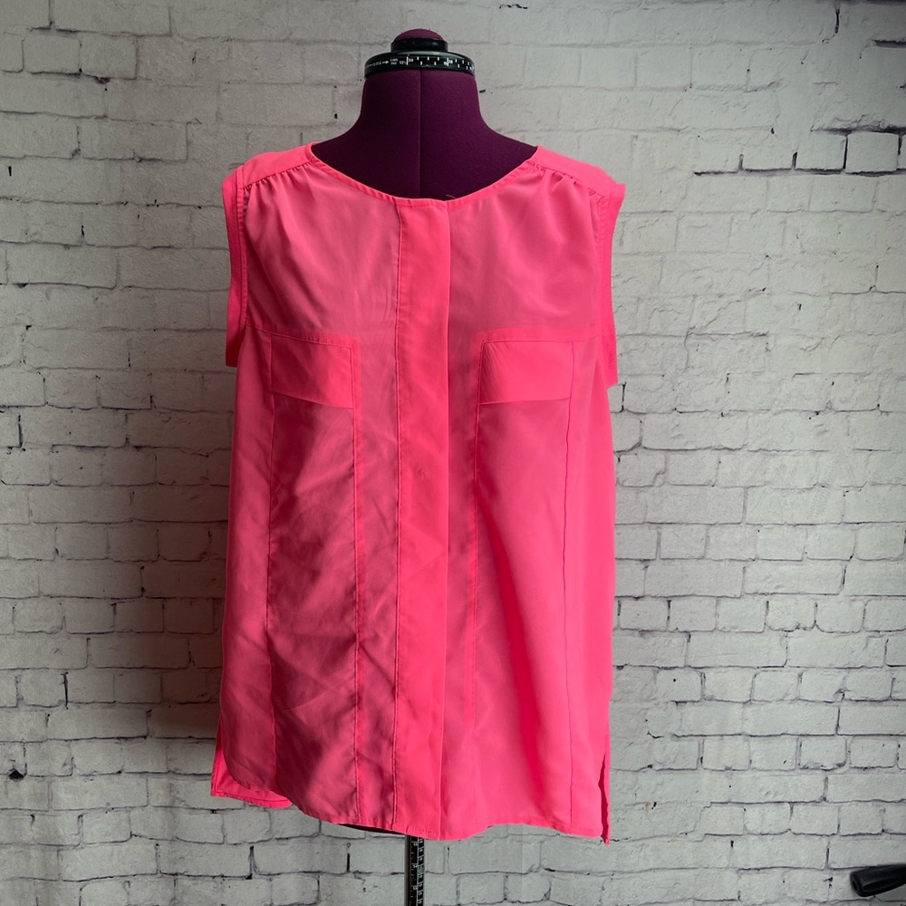 Kut from the Kloth size large neon pink hot pink sleeveless blouse